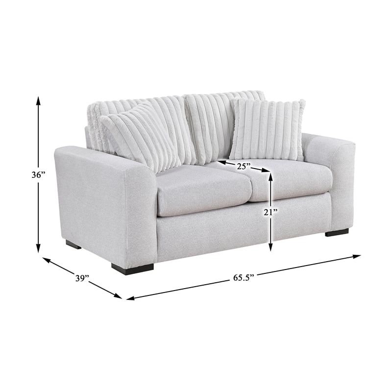 Lexicon Athena Textured Fabric Upholstered Love Seat in Gray