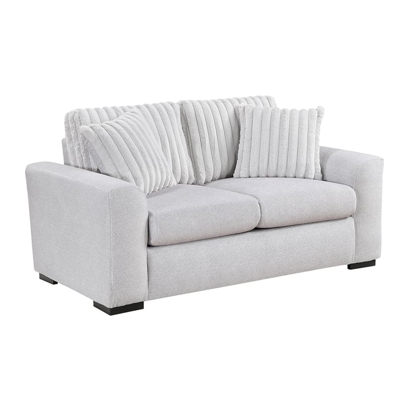 Lexicon Athena Textured Fabric Upholstered Love Seat in Gray