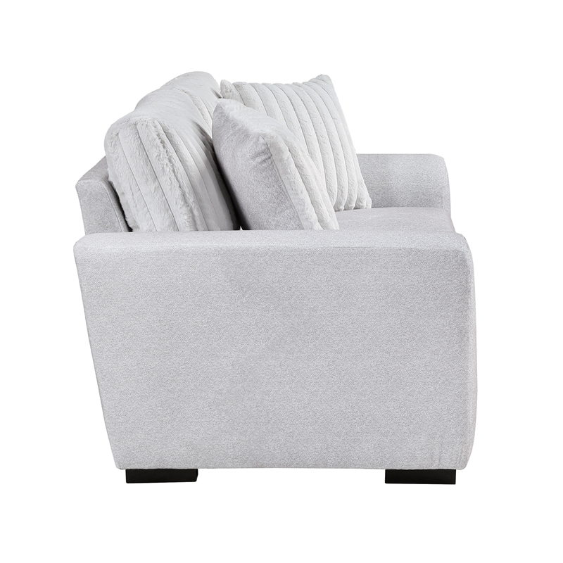 Lexicon Athena Textured Fabric Upholstered Love Seat in Gray