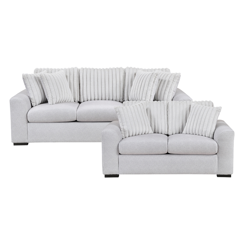 Lexicon Athena Textured Fabric Upholstered Love Seat in Gray