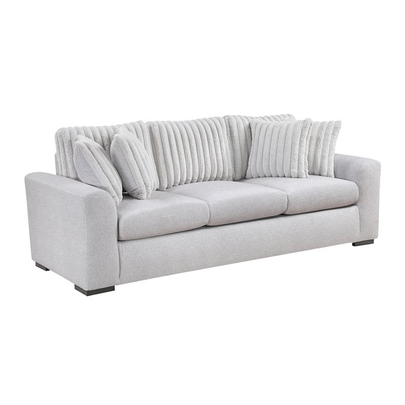 Lexicon Athena Textured Fabric Upholstered Sofa in Gray