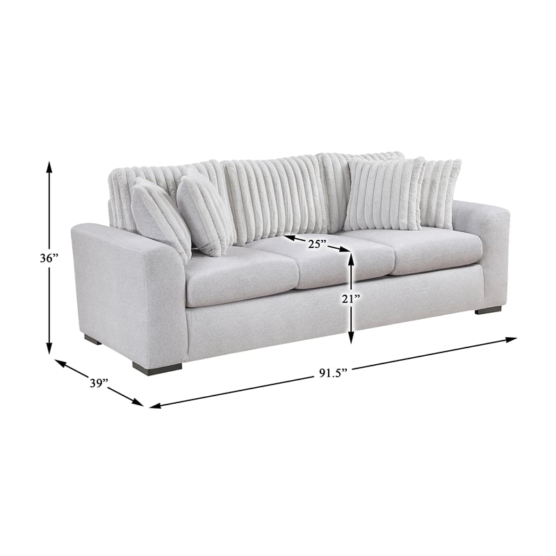 Lexicon Athena Textured Fabric Upholstered Sofa in Gray