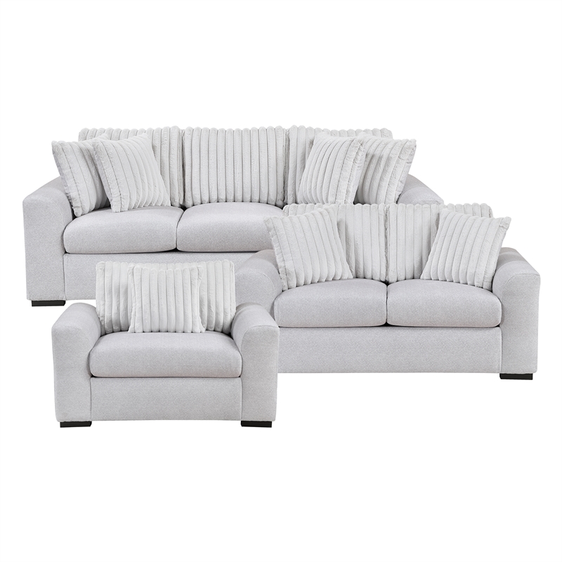 Lexicon Athena Textured Fabric Upholstered Sofa in Gray