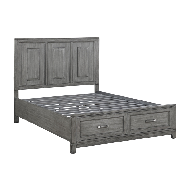 Lexicon Garretson Acacia Queen Platform Bed with Footboard Storage in Gray