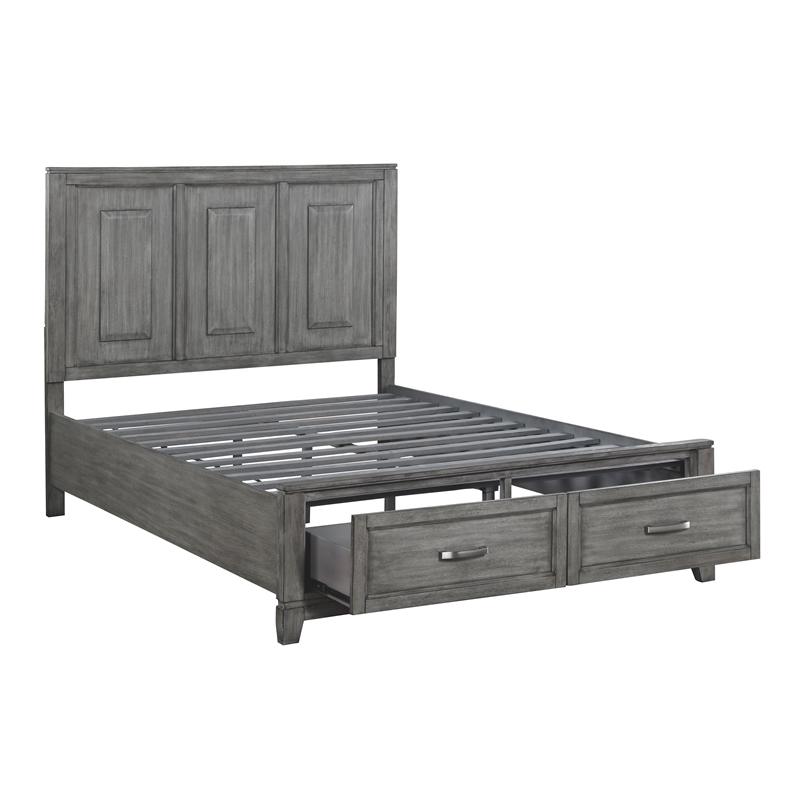 Lexicon Garretson Acacia Queen Platform Bed with Footboard Storage in Gray