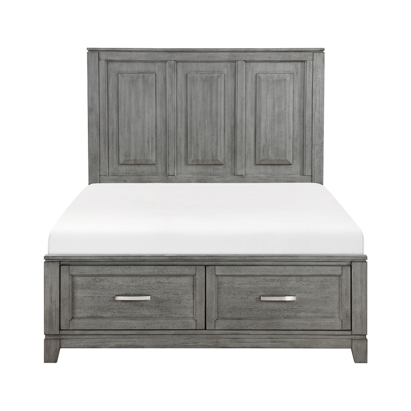 Lexicon Garretson Acacia Full Platform Bed with Footboard Storage in Gray
