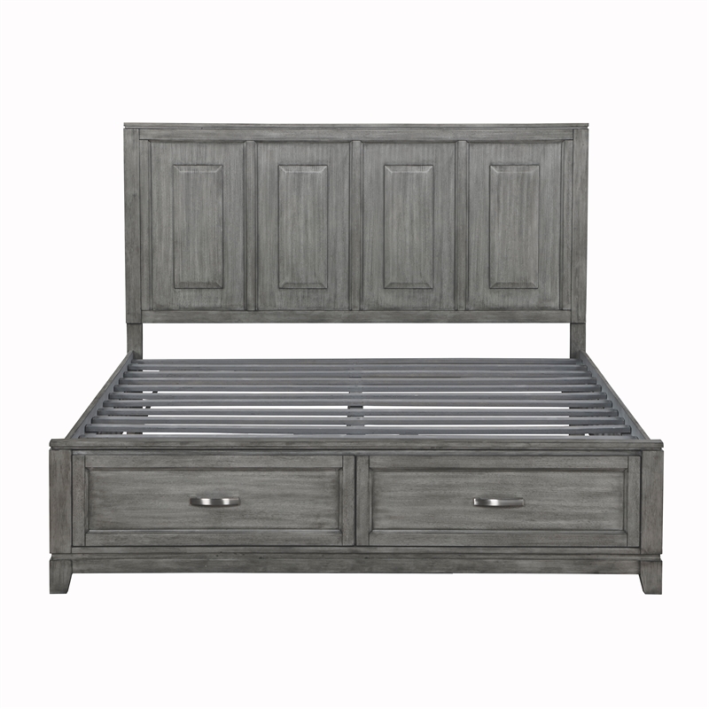 Lexicon Garretson Acacia CK Platform Bed with Footboard Storage in Gray