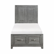 Lexicon Garretson Acacia Twin Platform Bed with Footboard Storage in Gray
