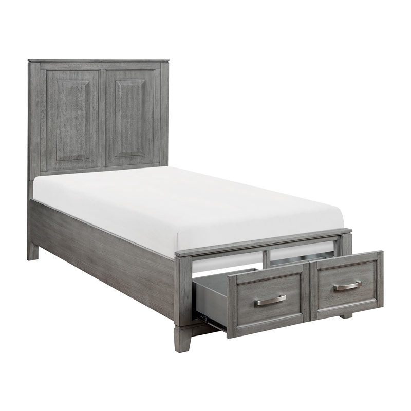 Lexicon Garretson Acacia Twin Platform Bed with Footboard Storage in Gray