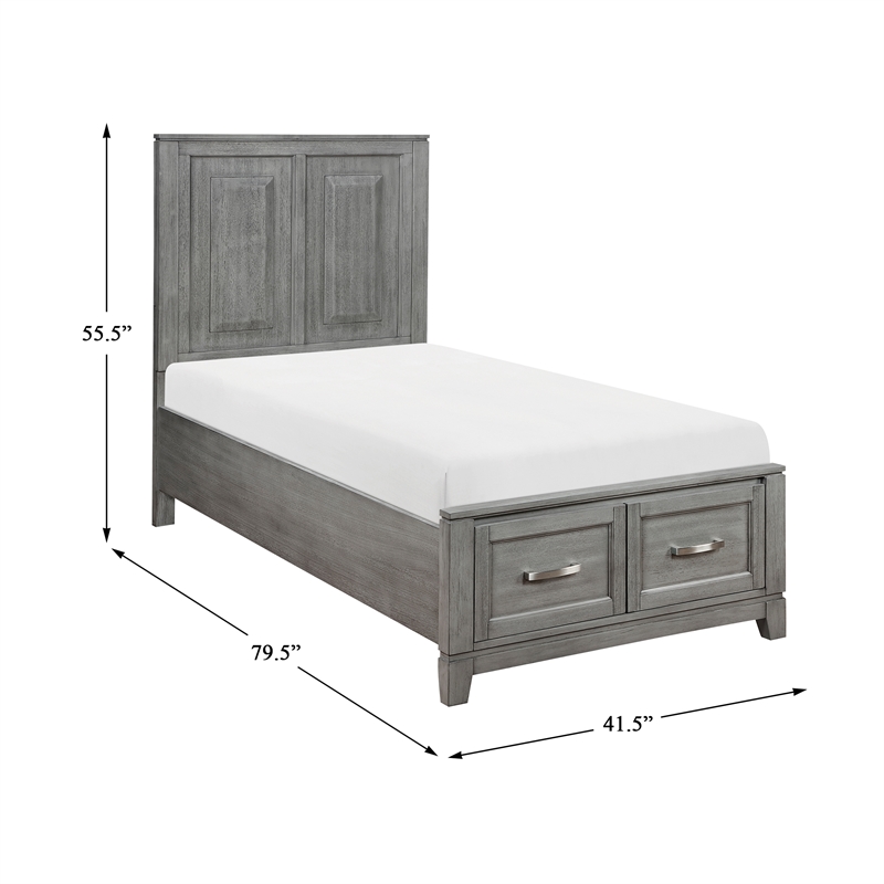 Lexicon Garretson Acacia Twin Platform Bed with Footboard Storage in Gray