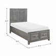 Lexicon Garretson Acacia Twin Platform Bed with Footboard Storage in Gray