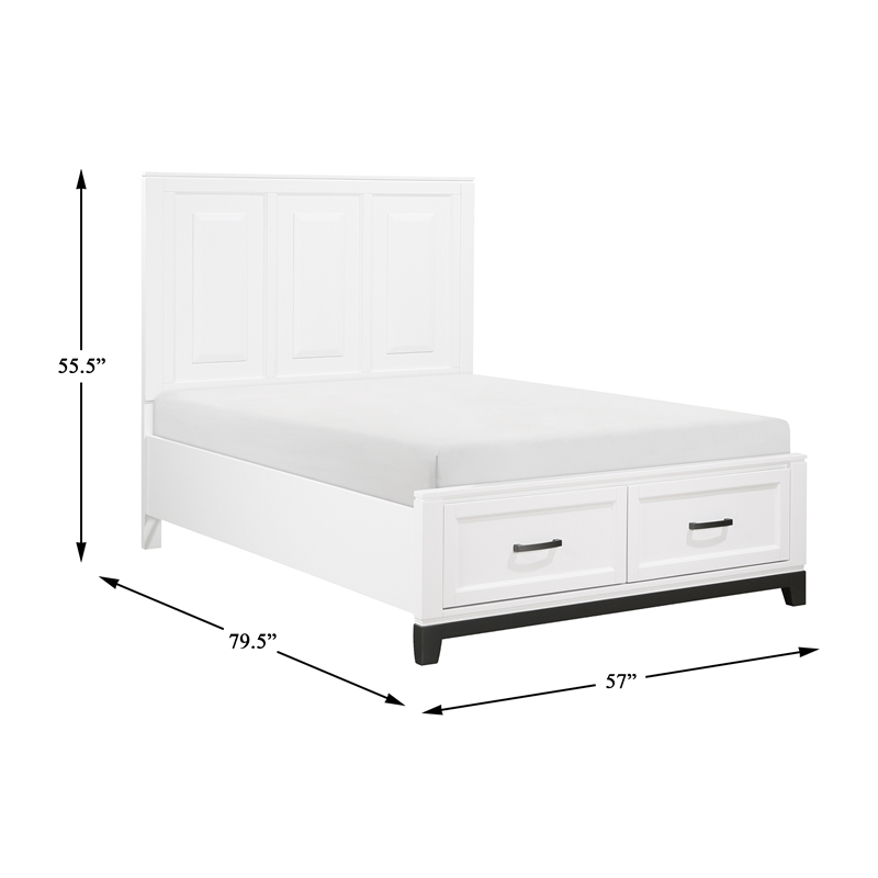 Lexicon Garretson Solid Wood Full Pltfm Bed in White & Metallic Gray Finish
