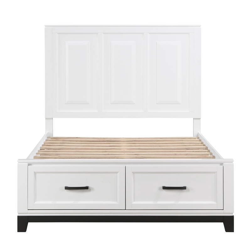 Lexicon Garretson Solid Wood Full Pltfm Bed in White & Metallic Gray Finish