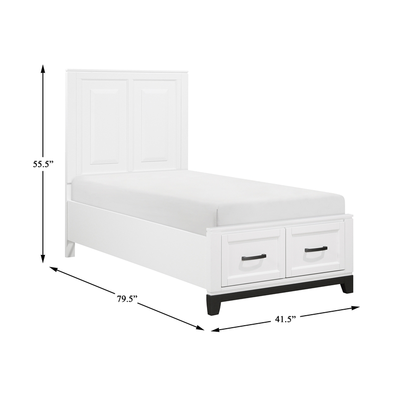 Lexicon Garretson Solid Wood Twin Pltfm Bed in White & Metallic Gray Finish