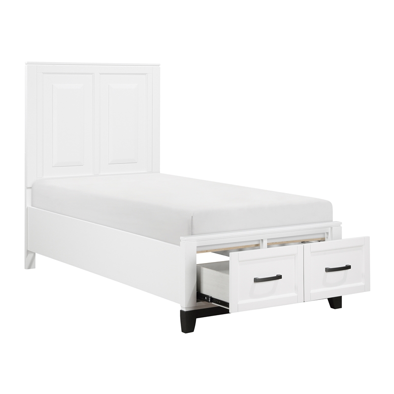 Lexicon Garretson Solid Wood Twin Pltfm Bed in White & Metallic Gray Finish