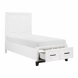 Lexicon Garretson Solid Wood Twin Pltfm Bed in White & Metallic Gray Finish