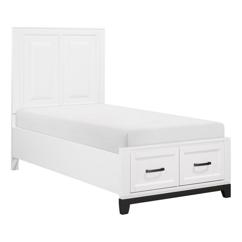 Lexicon Garretson Solid Wood Twin Pltfm Bed in White & Metallic Gray Finish