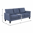 Lexicon Aliana Textured Fabric Upholstered Sofa in Blue