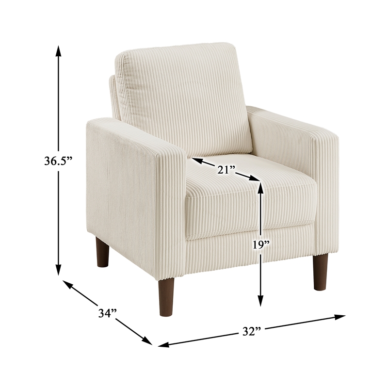 Lexicon Crandall Corduroy Fabric Upholstered Sofa in Beige