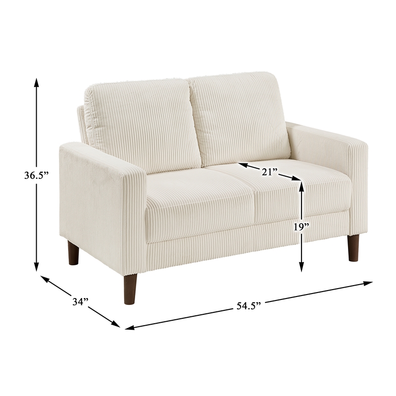 Lexicon Crandall Corduroy Fabric Upholstered Sofa in Beige