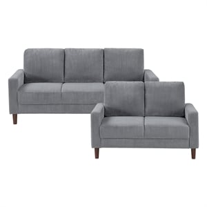 Lexicon Crandall Corduroy Fabric Upholstered Love Seat in Gray