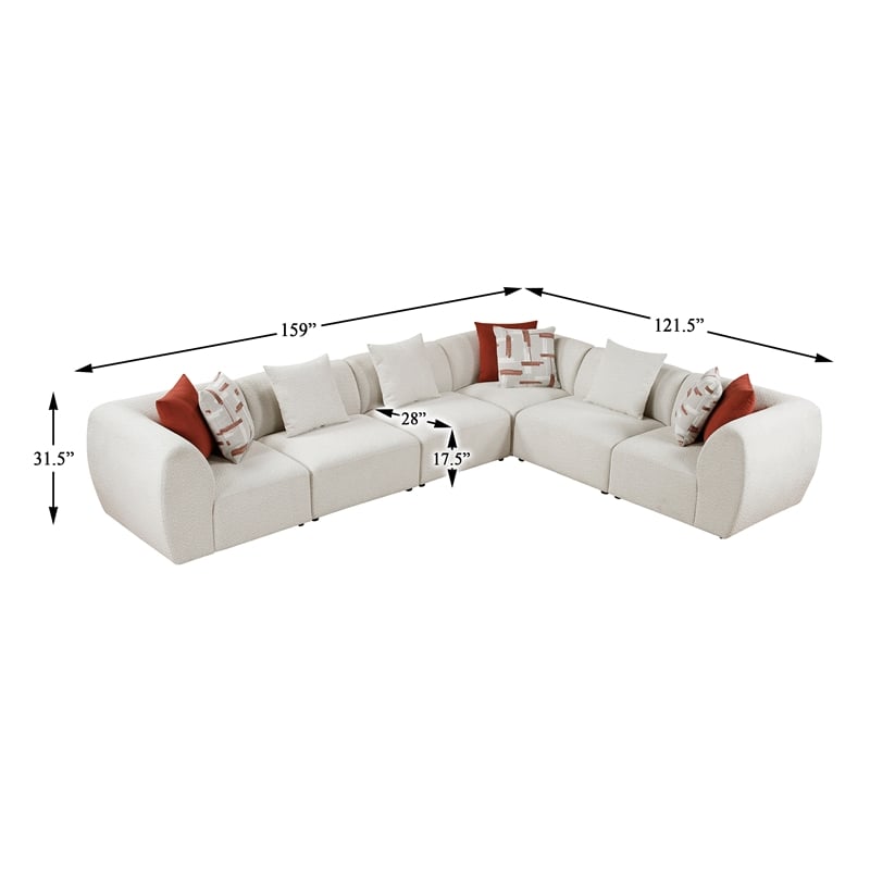 Lexicon Franz Chenille 6-Piece Modular Sectional in Beige
