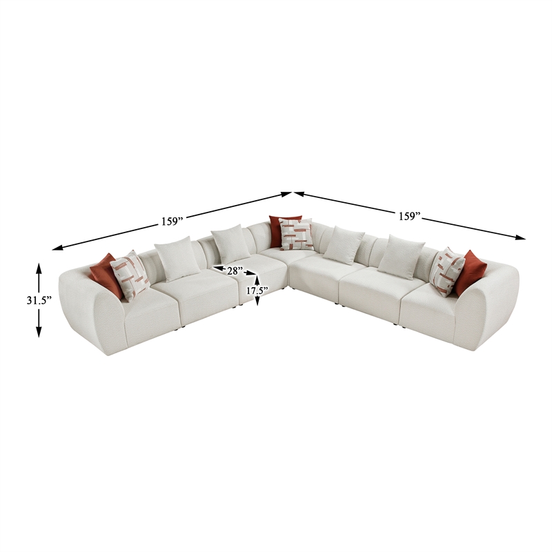 Lexicon Franz Chenille 7-Piece Modular Sectional in Beige