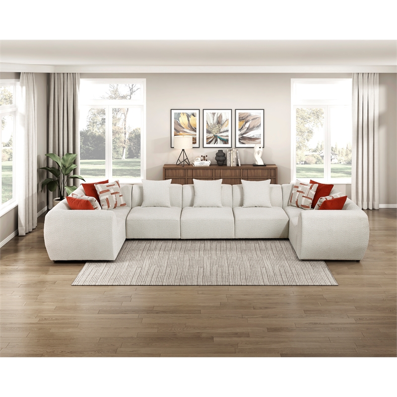 Lexicon Franz Chenille 7-Piece Modular Sectional in Beige