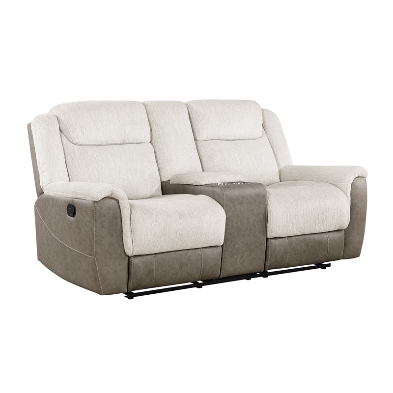 Lexicon Harriette Chenille Double Reclining Love Seat in Beige