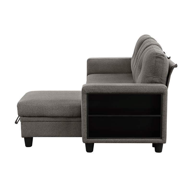 Lexicon Robinson Boucle Sectional with Reversible Chaise in Dark Brown