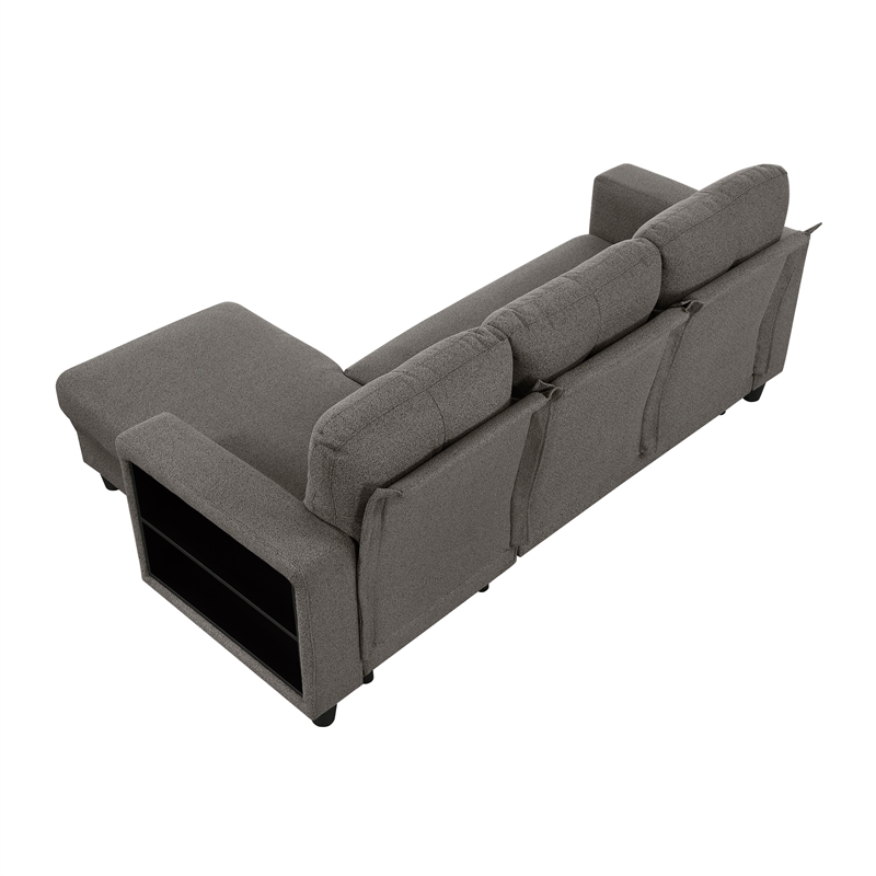 Lexicon Robinson Boucle Sectional with Reversible Chaise in Dark Brown