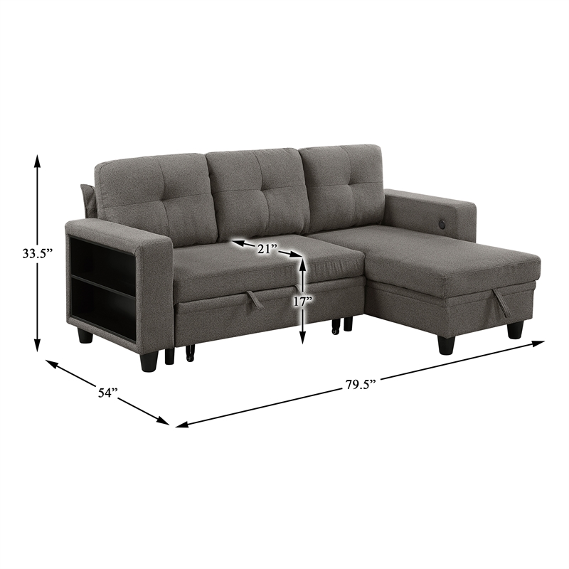 Lexicon Robinson Boucle Sectional with Reversible Chaise in Dark Brown