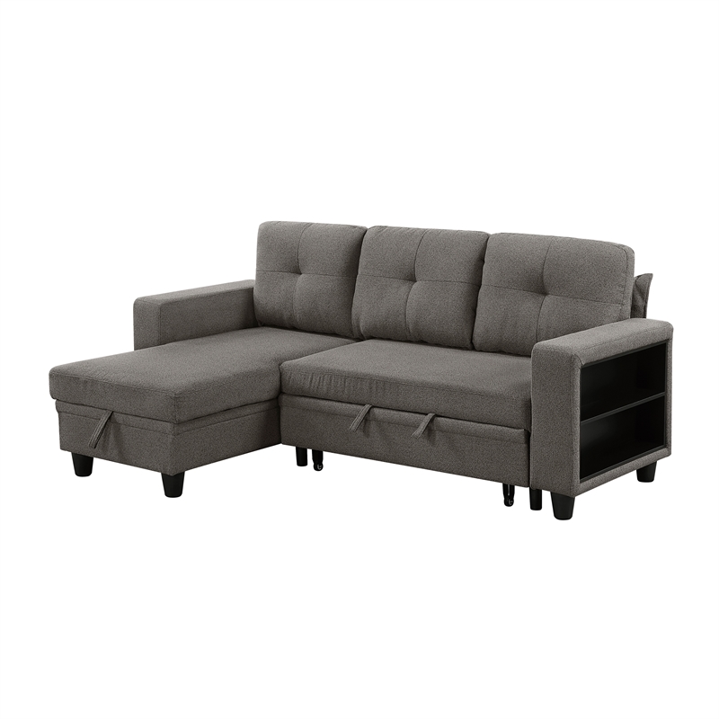 Lexicon Robinson Boucle Sectional with Reversible Chaise in Dark Brown