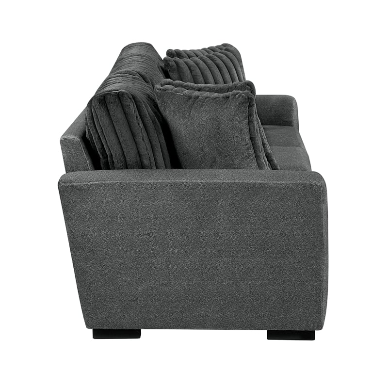 Lexicon Athena Textured Fabric Upholstered Love Seat in Dark Gray