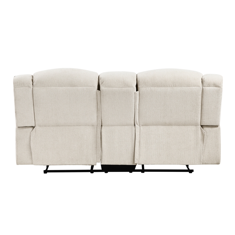 Lexicon Nutmeg Chenille Double Reclining Love Seat with Center Console in Beige