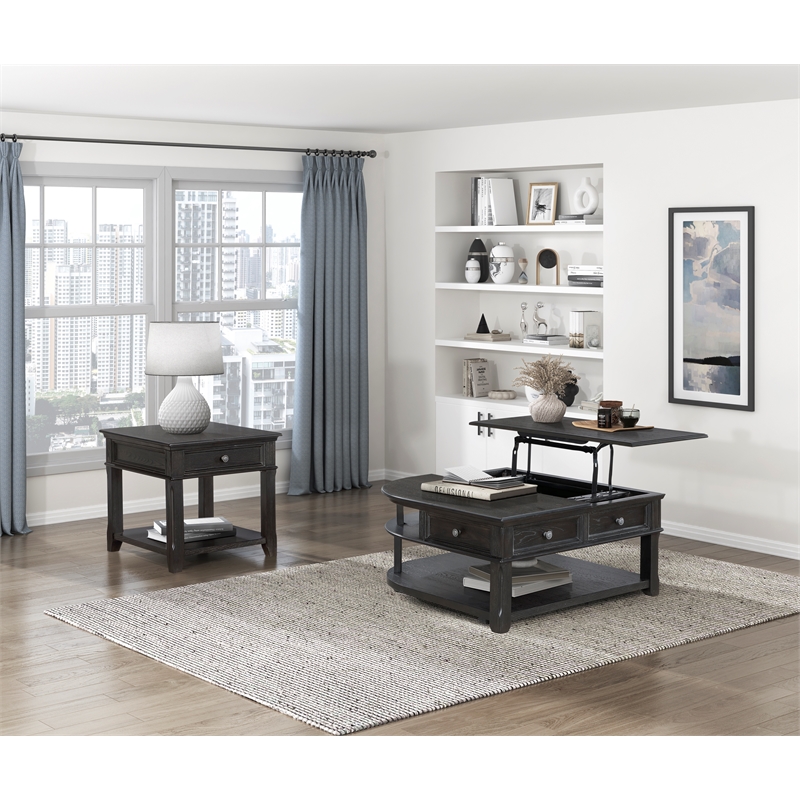 Lexicon Muriel Pine Lift Top Cocktail Table in Charcoal