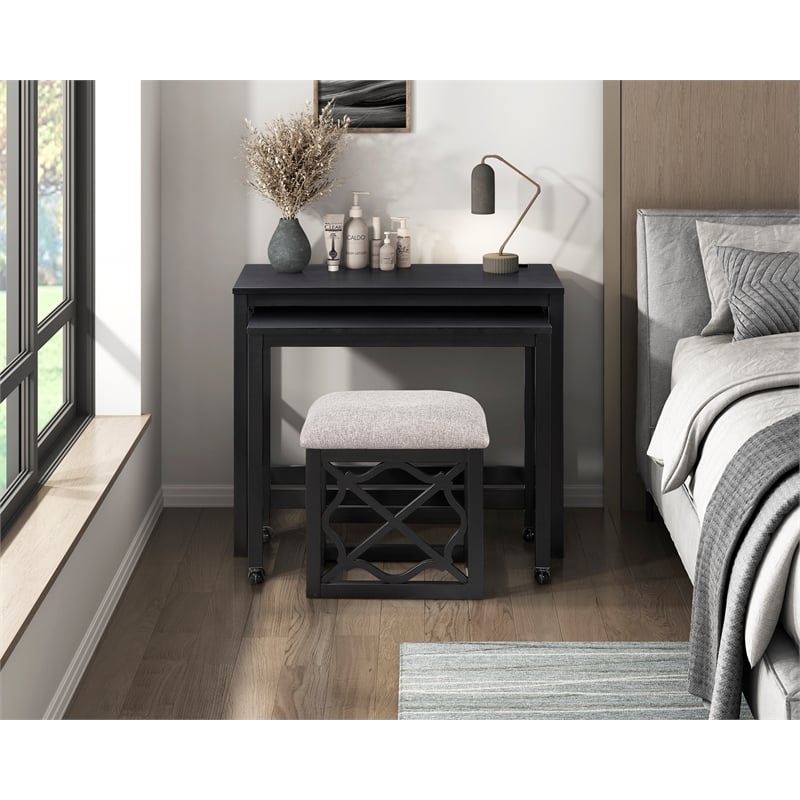 Lexicon Salina Engineered Wood 3-Piece Pack Desks with Stool Set in Black