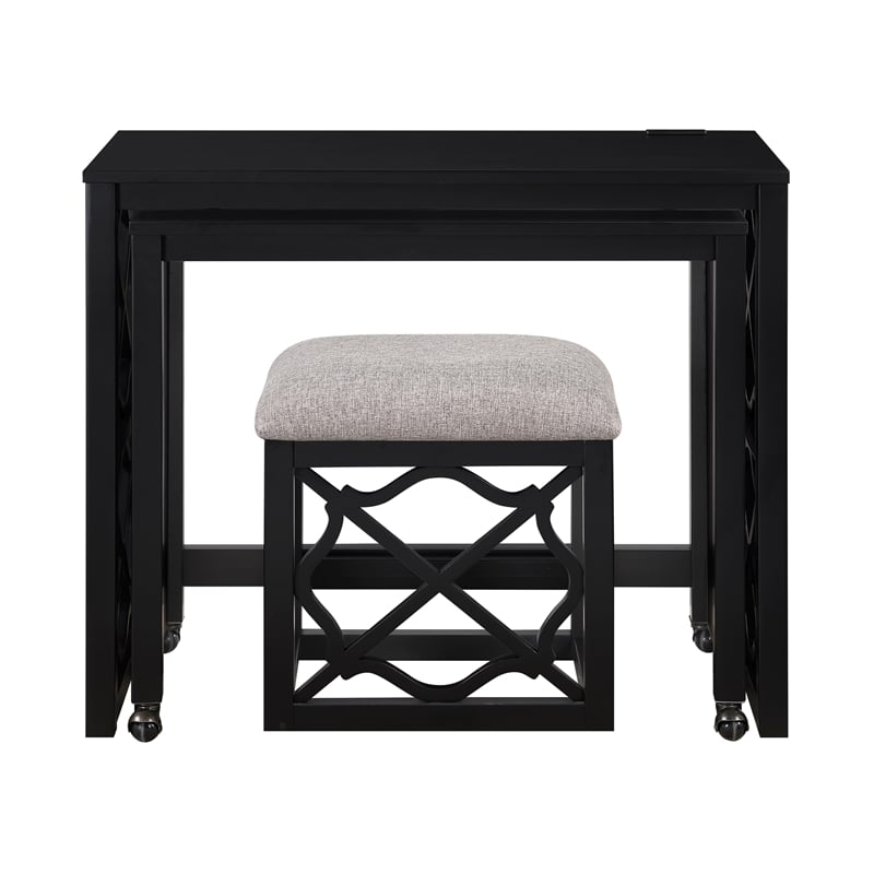 Lexicon Salina Engineered Wood 3-Piece Pack Desks with Stool Set in Black