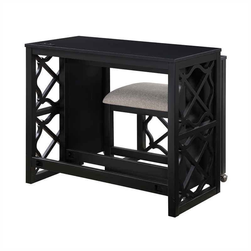 Lexicon Salina Engineered Wood 3-Piece Pack Desks with Stool Set in Black