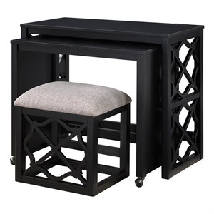 Lexicon Salina Engineered Wood 3-Piece Pack Desks with Stool Set in Black