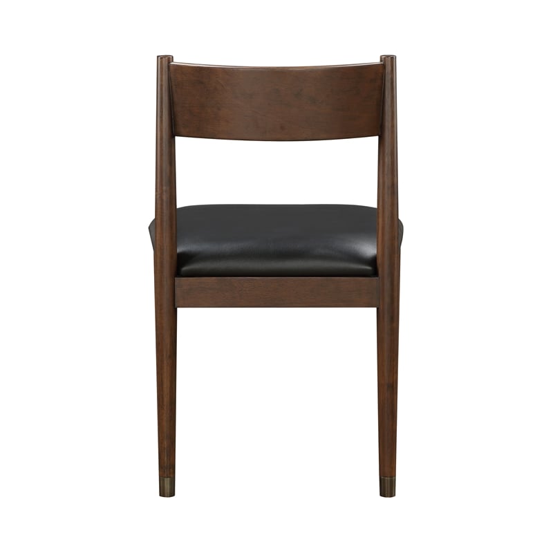 Lexicon Clive Leather Dining Side Chair in Black (Set of 2)