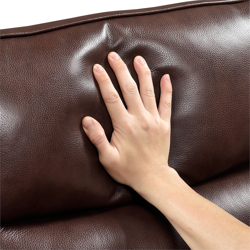 Lexicon Thomas Leather Swivel Glider Reclining Chair in Brown