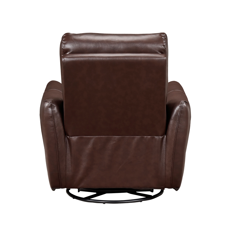 Lexicon Thomas Leather Swivel Glider Reclining Chair in Brown