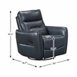 Lexicon Thomas Leather Swivel Glider Reclining Chair in Dark Blue