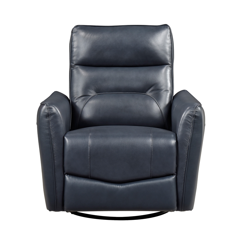 Lexicon Thomas Leather Swivel Glider Reclining Chair in Dark Blue