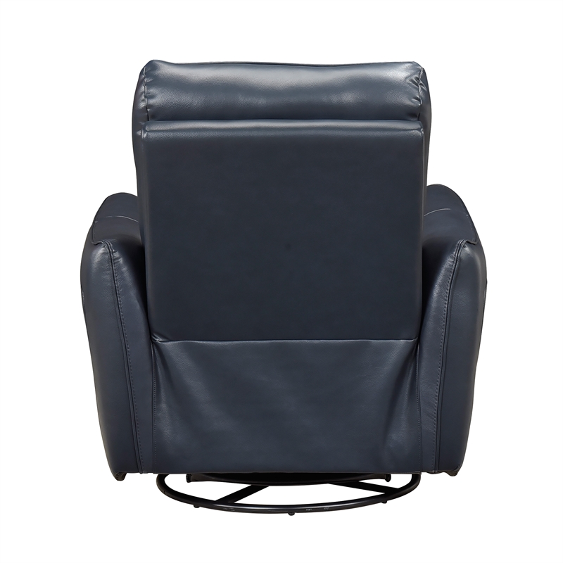 Lexicon Thomas Leather Swivel Glider Reclining Chair in Dark Blue