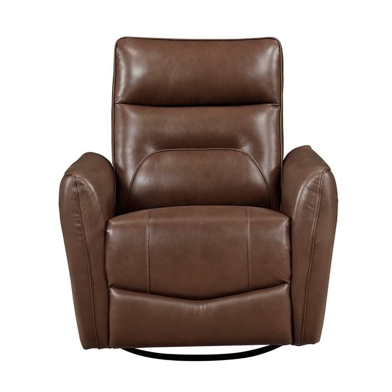 Lexicon Thomas Leather Swivel Glider Reclining Chair in Toffee Brown