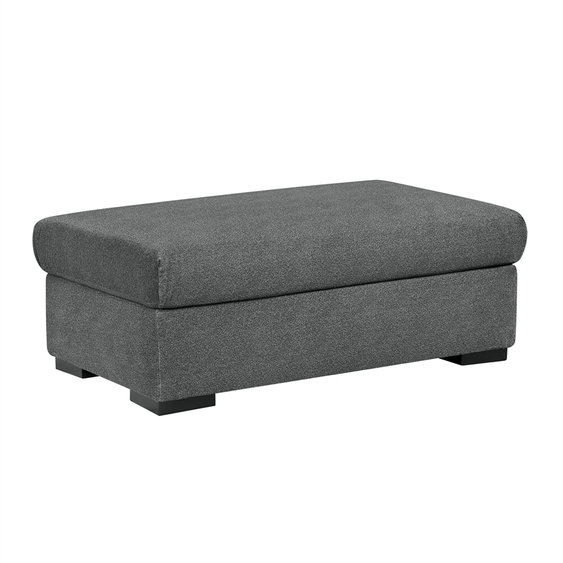 Lexicon Athena Textured Fabric Ottoman in Dark Gray