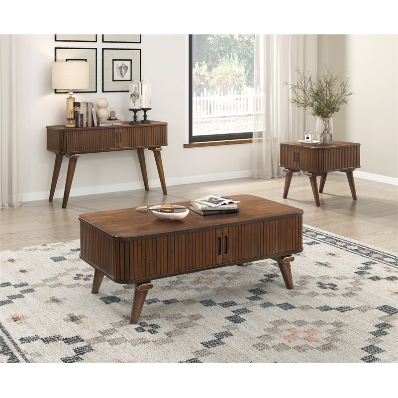 Lexicon Monroe Asian Hardwood End Table in Walnut Finish
