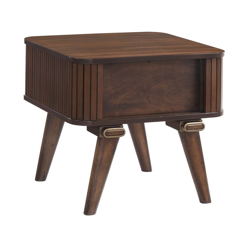Lexicon Monroe Asian Hardwood End Table in Walnut Finish
